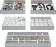[ORIGIA] Magic Stackable Jewelry Trays Closet Dresser Drawer Organizer for Accessories, Gadgets & Cosmetics, Storage Display Showcase Holder Box, Set of 5