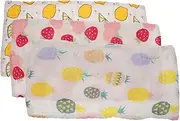 ERINGOGO 3Pcs Cotton Towels Soft Burping Cloths Washcloths Absorbent Face Towels for Face Towels Pineapple Lemon Strawberry Designs