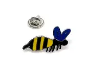Bee hat pin Gift idea yellow, black & blue enamel silver tone #9 mothers day