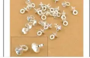 6 Pcs 925 Sterling Silver Ball Connectors Pendant Beads Cap For Pearl,Crystal