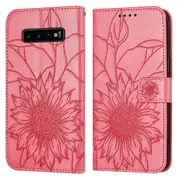 Galaxy S10 Plus Wallet Case 3 Credit Card Slot ID Card Holder, PU Leather Flip Case - Rose Red