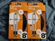 Fiskars Metal Protractor & Compass Set, Gray, 12 inch with Lead Refills, NEW X 2
