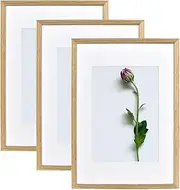 [Atryinous] A3 Oak Wood Picture Frame 3 Pack Natural Grain Photo Frame, Display Picture A4 with Mat or 11.7x16.5 Without Mat Art Gallery Poster Frame