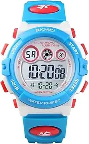 [Dayllon] Boys Watch Digital Sports 50M Waterproof Kid Watches Clock 12/24 H Stopwatch Boy Girl Wristwatch - Blue White, Blue White, Digital