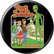 [Ata-Boy] Steven Rhodes Don’t Talk to Strangers 3 Inch Carded Button, Aluminum, no gemstone