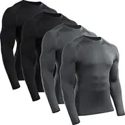[Neleus] 1 or 4 Pack Men's Workout Long Sleeve Shirts Compression Dry Fit Muscle Tops with Mock Neck