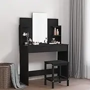 Dressing Table with Mirror Black 96x39x142 cm,Stylish Vanity Table with Mirror and Spacious Storage for Bedroom Decor Vanity Units
