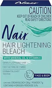 Nair Facial Hair Bleach – Lighten Face and Body Hair Gently – Quick Results – Use on Lip and Bikini Hair - Fresh Scent and Nourishing Ingredients– All Skin Types - 35g