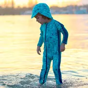 NEW! Baby Full Length Zip Sunsuit & Hat Set - Marine