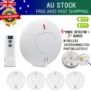 5Pcs ANKA Wireless Interconnected Photoelectric Smoke Alarm Detector & Remote