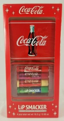 Limited Edition Coca Cola Lip Smacker 4 Pc Set: 4 Lip Balms w/Collectible Tin