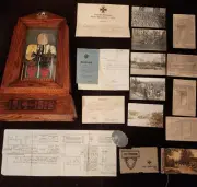 German WWI Medals, Shoulder Boards, Relics, Paperwork, Photos & Wooden Case