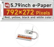 Waveshare 5.79inch E-Paper Display Module, Compatible with Raspberry Pi 5/4B/3B/Zero/Zero W/Zero 2W/Pico/Pico W/Pico WH, 792x272, E-Ink Display, Red/Yellow/Black/White, SPI Interface