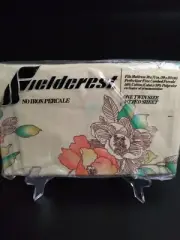 Vintage Fieldcrest No Iron Percale Twin Size Fitted Sheet Floral USA NEW