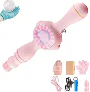 Smoke Bubble Machine & Elastic Magic Wand, Interactive Fog Bubble Machine for Party, Wedding, Birthday, with Elastic Smog Effect, Colorful Lights, Fun Indoor Outdoor Accessories (Pink)