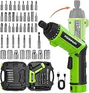 FOONUN Mini Screwdriver, Rechargeable Battery 6 Nm Torque and 2000 mAh Battery 3.6 V with 44 Accessories, USB Cable, LED Light and Torch, Ideal for DIY Tightening and Loosening Screws