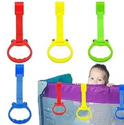 Playpen Pull Up Rings, Ergonomic Nursery Furniture, 4 Pieces Odorless Cartoon Safe Pull Up Rings, Bedding & Decor for Exercise Grasping Ability