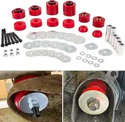E-cowlboy Body Mount Bushing Kit for Ford F-150 F-250 F-350 1980-1998 2WD 4WD Polyurethane Body Cab Mounts & Steel Sleeves & Hardware (Red)