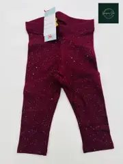 Baby Girls Cat & Jack Burgundy Sparkle Design Legging Pants- Size 12 Months