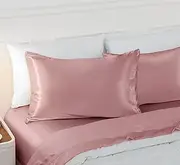 Vonty 2Pcs Standard Satin Pillowcases - 20x26 Pillow Cases, Pink Champagne Pillow Cases for Skin Friendly and Hair Protection - Cooling & Silky Satin Pillow Covers with Envelop Closure