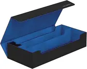 Premium Deck Storage Box & Playmat Case - Holds 550+ Double Sleeved Cards - Yugioh/MTG Card Holder - Game Card Box with Mat Case & Removable Compartment (Black-Blue)
