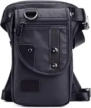 HCoolfly Waterproof Oxford Drop Leg Bag for Men Motorcycle Riding Mens Fanny Pack Multi-Function Travel Fishing Hiking Cycling Black