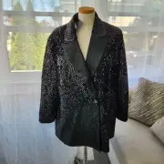 Vero Moda Curve womens size 20 black sequin oversized blazer NWT