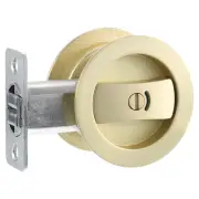 Round Recessed Door Lock with Color Coded Indicators 2 3/8" Backset Gold
