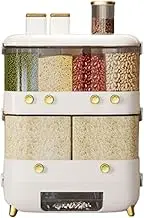 Leona Co Dry Food Dispenser, Wall mounted 6 Grid Grain Dispenser, Rice Dispenser 10KG Kitchen Storage, Not Suitable for Cereal, Cashews, Trail Mix, Suitable for Rice, Beans (White)