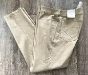 Chicos Platinum Metallic Gold Jeans Pants Sparkle Brown Stretchy Size 2.5 L 14