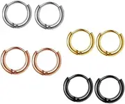 [Beaupretty] 4Pairs Stylish Male Earrings Round Stainless Steel Ear Hooks for Men Versatile Colors for Daily Wear for Graduation Parties and Casual Outfits
