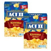 ACT II EXTREME BUTTER Flavor Microwave Popcorn 8.25 oz. 3 Bags 2 Boxes NOV 2024