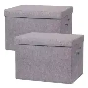 TENABORT 2 Pack Large Foldable Storage Box with Lids Fabric Storage Cube Orga...