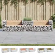 Garden Bench with Gabion Basket Outdoor Patio Bench Seat Solid Wood vidaXL