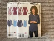 Simplicity Pattern 8216 Misses Tunic or Mini-Dress w/Neckline & Sleeve Options