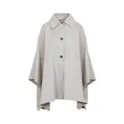 [Max Mara] Max Mara-Albino Camel Grey Virgin Wool Jago Logo Long Cape-Donna OS OS