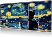DHYYDSQZ Playmat for MTG, Game Play Mat for MTG TCG 24 x 14 inches Trading Card Game Playmats with Zones Non-Slip Rubber Base and Stitched Mousepad Desk Mats, Starry Night Black Cat