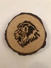 2.5” Hand Burned Pyrography Magnet -Original Composition “Lion Side Profile”