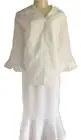 Lino USA White Linen Embroidery 3/4 Sleeve 2-Piece Skirt Set Regular XL Mid-Calf