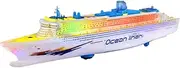 Cruise Ship Ornament, Colorful Cruise Ship Electric Boat Toy with Flashing LED Light and Sound | Nautical Decorations Party Supplies