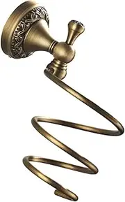 MUSISALY Wall-mounted Spiral Hair Dryer Shelf Copper Hair Appliance Organizer for Bathroom