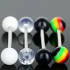 Stainless Steel Lip Piercing-Round Barbells Balls Tongue Rings Body Jewelry 5pcs