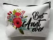 "BEST AUNT EVER" Canvas Travel Cosmetic Make Up Pouch Purse Bag, T2