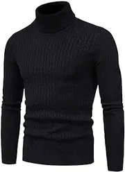 [Generic] Slim Fit Mock Turtle Neck Men | Men's Slim Fit Turtleneck Sweater - Slim Fit Warm Basic Knitted Turtleneck Sweater Black