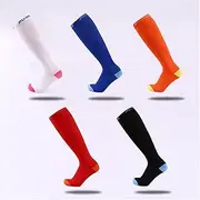 [SKUZA] Womens Socks,5 Pair Compression Socks for Women Athletic Fit for Running Flight Travel Boost Stamina Circulation Socks (Color : A, Size : One Size)