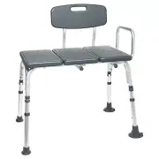 Equate Transfer Bench W/Back Rest - Shower Bench - Black -350lb -Adjustable NIB