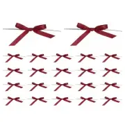 3" Satin Ribbon Bow, 50 Pcs Twist Tie Bows for DIY Party Craft Gift, Red