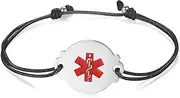 [linnalove] Adjustable Cord Medical Alert id Bracelets for Women & Girls