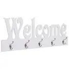 WELCOME Wooden Wall Mount Hooks Rail Hallway Coat Shelf Rack Brackets Decor DIY