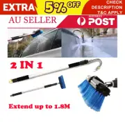 TELESCOPIC GUTTER CLEANER WAND FLUSHES MULTI PURPOSE CAR WASHER CLEANING Brush